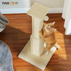 PAWZ Road Large Cat Scratching Post 32” Tall Scratching Post for Indoor Cats Adults Ultimate Scratch Post with Woven Sisal, Large Base and Removable Dangling Ball- Beige