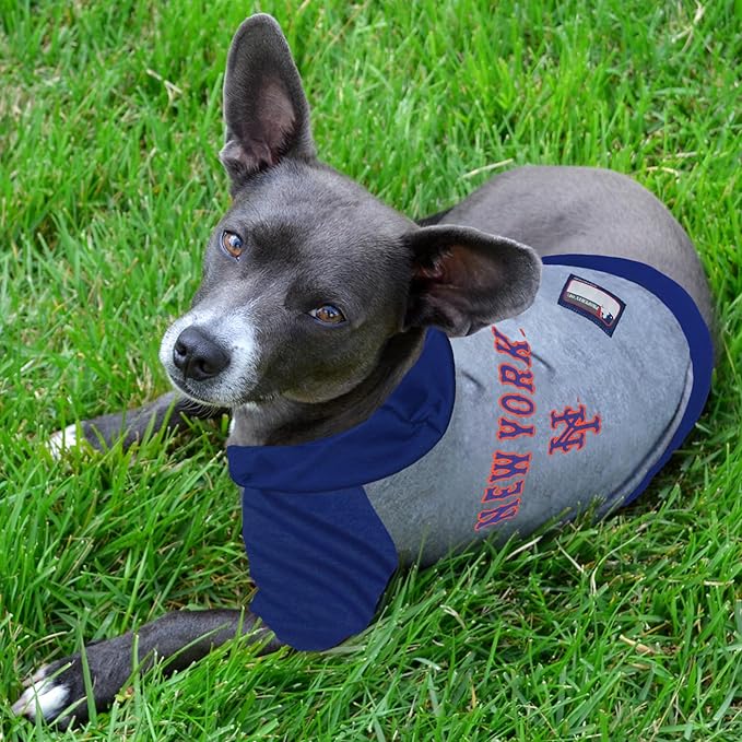 MLB Hoodie Shirt for Dogs & Cats - New York Mets Dog Hooded T-Shirt, Small. - MLB Team Color Hoody Vest for Baseball Fans