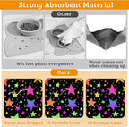 Neon Stars Dog Food Mat,Bright Colorful Absorbent Pet Feeding Mat for Food and Water Bowl,Quick Dry Dog Placemat Non Slip Rubber Backing Waterproof Pet Supplies 12" x 20"