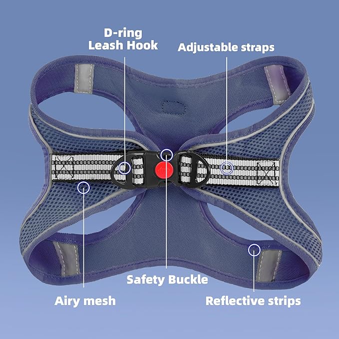 ROYPET Step-in Air Dog Harness, All Weather Mesh Step in Vest Harness for Small and Medidum Dogs and Cats, Adjustable Soft Padded Dog Vest with Easy Control Handle for Dogs Pets (Navy Blue, XS)