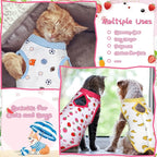 Nuanchu 3 Pieces Cat Recovery Suit Kitten Recovery Suit E-Collar Alternative for Cats and Dogs Abdominal Skin Anti Licking Pajama Clothes Sets(Small,Strawberry Style,Colorful)