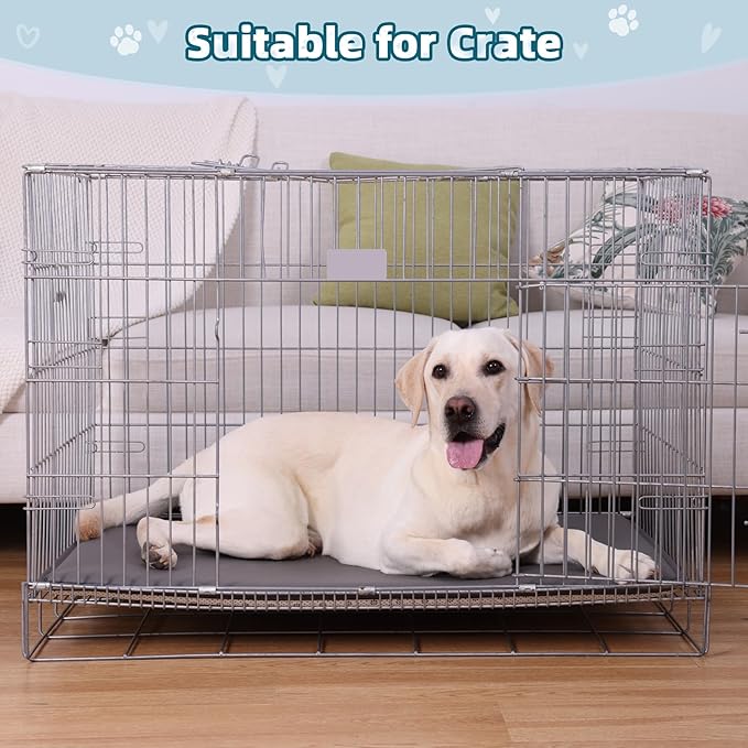 Large Dog Crate Pad Bed, Waterproof Outdoor Pet Bed for Large Dogs, Cooling Pet Bed with High Resilience Foam,Wipe Clean & Easy Rinse, Anti Slip 41 inch Graphite Grey