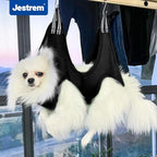 Pet Grooming Hammock for Cats & Dogs, Breathable Mesh Dog Hanging Harness for Nail Trimming, Grooming, Bathing Includes S Hooks, Dog Hammock/Grooming Sling, Pet Grooming Sling Helper(Black,M)
