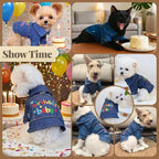 Dog Jean Jacket with D-Ring Blue Denim Coat Dogs Outfits for Small Dogs Cats Boy Male Girl Birthday Clothes Costume Letter Embroidery Dogggie Puppy Winter Warm Clothes(Birthday Baby,S)