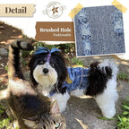 Cool Dog Jean Jacket Small Puppy Outfits Frenchie Clothes Denim Coats for Small Medium Dogs Cats Boys Girls Pet Vest Dog Shirt Clothing Doggy Costume (Blue Print, XXL（Suggest 15-20 lbs）)