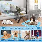 Dog Cooling Mat Self-Cooling Mat for Dogs Non-Slip Pet Cool Pad Cat Sleeping Pad Summer Blanket for Pets Foldable Washable for Kennel, Travel, Bed, Cars, Indoor and Outdoor Use (Blue, S(23*17inch))