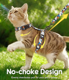 Halypet 2-Pack Cat Harness and Leash Set, Escape Proof 3-in-1 Adjustable Harness for Cats, Soft Lightweight, Easy On & Control for Walking, Travel & Outdoor Use, Navy Floral, Small