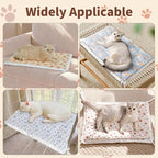 Reversible Silent Cat Bed Self Warming Pet Pad Thin Style Mat Washable Cushion Pad, Pad for Window Perch Outdoor Cat Houses, for Cats, Small Dogs, Rabbits, Non Electric,(Brown Puppy,M)
