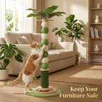 Cat Scratching Post,41'' Tall Cat Tree 3.8'' Diameter Sisal Rope Scratching Posts for Indoor Cats Adults,Cat Scratcher Ball with 360° Rotating Hangling Ball,Wood Interactive Ball Toy for Cats Kittens