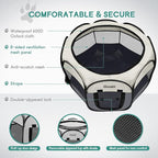 Pet Cat Playpen for Indoor Cats Enclosed, Puppy Dog Play Pen for Outdoor Travel Camping (Small Size, Beige & Dark Grey)