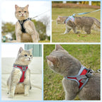 SCENEREAL Cat Harness and Leash Set Escape Proof, Adjustable Soft Air Mesh Kitten Harnesses for Girls Boys Small Medium Big Cats, Reflective Light Travel Pet Walking Vest for Puppy Rabbit, Pink L