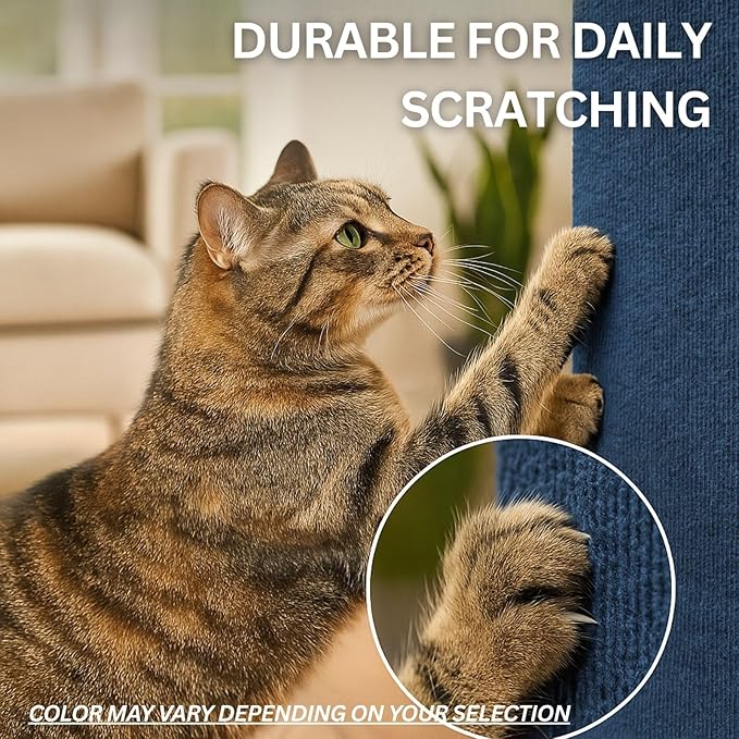 Cat Scratch Mat (3 Pack), 23.6’’ x 11.8’’ Cat Wall Corner Scratcher, Versatile Self-Adhesive Replacement Easy Use for Cat Trees Wall Furniture, Scratching Posts, and Couch Protection (Blue)
