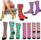 Artsadd Custom Face Socks for Dad Fathers Day Gift Novelty Personalized Photo Pet Socks Customized Crew Sock -Made In USA