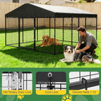 Gotland Dog Kennel Outdoor 10 x10 x6 FT, Dog Cage Outdoor for Medium/Large Dogs with Waterproof Roof Double Secure Locks Ground Spikes, All Weather Heavy Duty Dog Enclosure for Backyard Farm Ranch