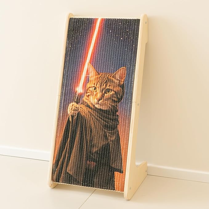 PETKARAY Art Cat Scratcher, 25.2" Sisal Scratching Ramp, L Shaped Scratch Pad for Indoor Cats, Oil Painting Cat Scratching Post