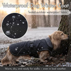 Waterproof & Windproof Dachshund Coat with Adjustable Bands, Thick Weiner Vest Raincoat for Large Sausage Dog, Weenie Winter Puffer Coat, Outdoor Snowsuit for Dachshunds, Male Female Dog(Black, L)