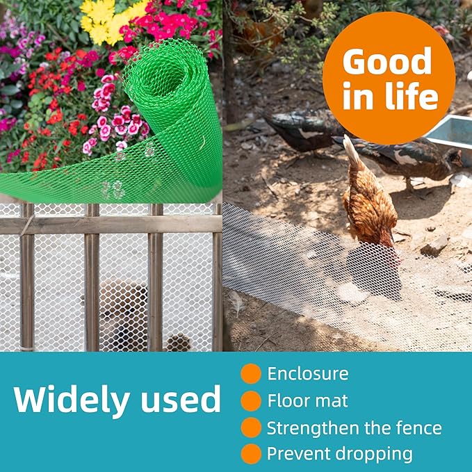 Pet & Garden Safeguard - 15.7IN x 49.2FT Roll - Green Plastic Netting, Multi-Use Decorative Fence for Poultry, Dogs, Rabbits,Chicken and Snake Barrier