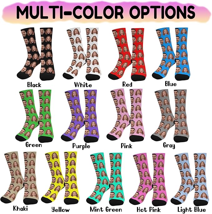 Artsadd Custom Face Socks for Dad Fathers Day Gift Novelty Personalized Photo Pet Socks Customized Crew Sock -Made In USA