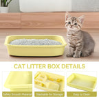 PAWISE Cat Litter Box Set, Small Kitten Starter Kit, Includes Litter Box, Litter Scoop, Double Dish Feeding Bowl, Cat Mouse Toy, Kitty Ball Toy, Yellow