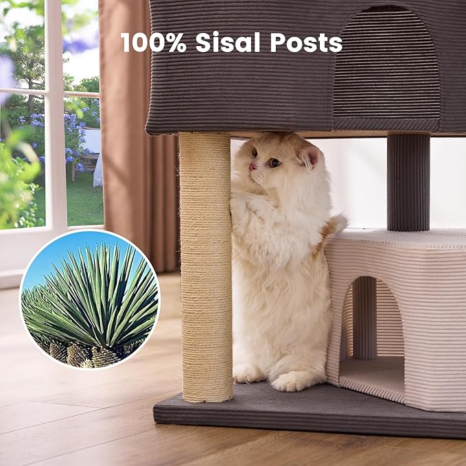 Gardner Pet 41" Tall Cat Tree Corduroy for Medium-Large Cats, Heavy Duty Cat Trees Towers with 2.8in Posts & Washable Top Perches, Easy to Assembly