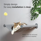 SVD.PET Wall Mounted Cat Hammock with Toy, Easy-to-insall Cat Wall Shelf with Soft Pad on This Premium Kitty Furniture, Modern Design. Easily Supports up to 40 lbs (Easy-Install, Dark Grey)
