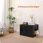 Dwanton Litter Box Enclosure, Cat Litter Box Furniture Hidden, Reversible Entrance Can Be on Left or Right Side, Wooden Cat Washroom Indoor, Black and Rustic Brown, 27.6 Inches