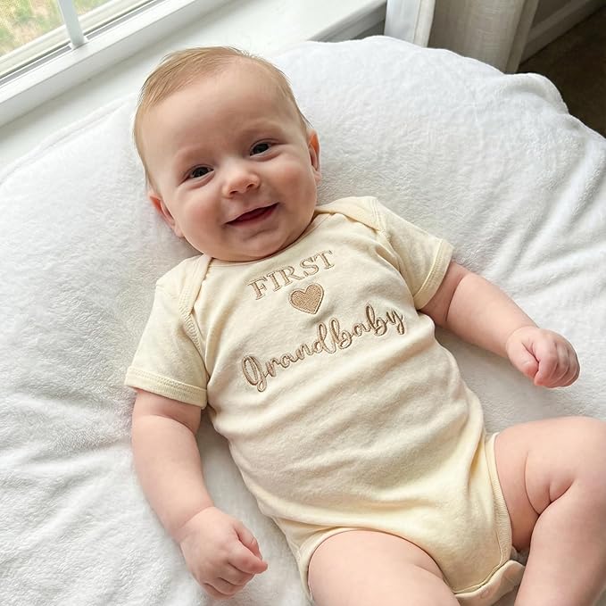 COUPLEHOODIES Personalized Baby Onesie Bodysuit – Custom Embroidery Gift for Pregnancy Reveal Baby Shower or First Grandchild