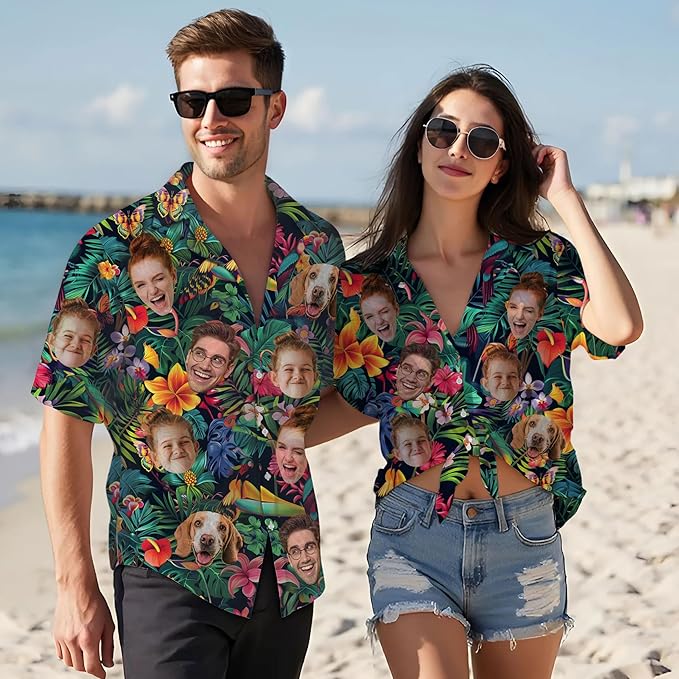 Custom Hawaiian Shirt with Face for Men Women Youth Kid, Personalized Hawaiian Shirts with Face Logo Photo Picture