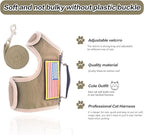 Tactical Cat Harness and Leash for Walking Escape Proof, Adjustable Cat Walking Jackets, Padded Stylish Cat Vest, Khaki, Large
