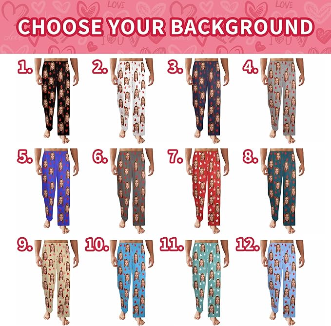 Artsadd Personalized Christmas Pajama Pants Socks for Men Custom Photo Pajama Bottoms for Men S-XXL