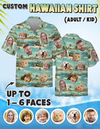 Custom Hawaiian Shirt with Face Photo Picture for Men Women Kids Youth Adult, Tropical Personalized Hawaiian Shirts Gift
