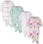 Onesies Brand Baby Girls' 4-pack Sleep 'N Play Footies Multi Pack
