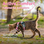 Dooradar Cat Harness and Leash Set, Escape Proof Safe Adjustable Kitten Vest Harnesses for Walking, Easy Control Soft Breathable Mesh Jacket with Reflective Strips for Cats, Pink, XXS