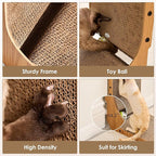 EHEYCIGA Cardboard Cat Scratcher for Indoor Cats, 32 Inch L Shaped Vertical Cat Scratching Board with Ball Cat Toy, Extra Large Cat Scratcher Pad, Brown
