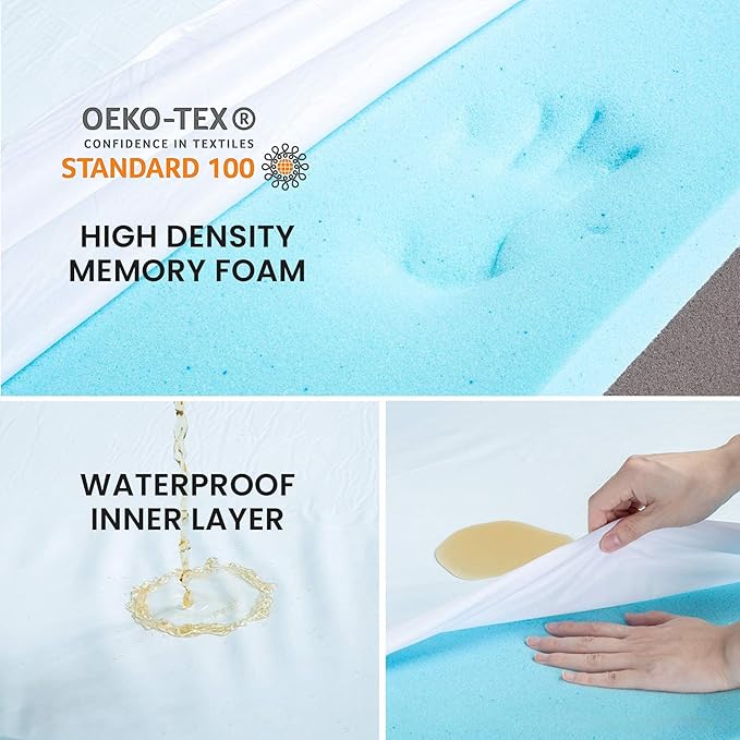 Orthopedic Memory Foam Bed for Large Dogs, Waterproof Cooling Pet Mats for Crate with Removable Washable Cover,Ideal for Arthritic Dogs (Large plus-36"x 27" x 3", Short Plush)