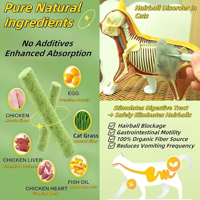 Cat Toys 18Pack Cats Grass Teething Stick Kitten Chew Treat for Removal Hairballs Kitty Dental Care Snack Freeze Dried Cat Food