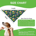 Spring Floral Dog Bandana for Small Dogs, Reversible 2 Patterns in 1 - Wildflower & Plaid Scarf, Summer Decorative Pet Bib for Girl Pups (9-14" Neck)