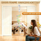 Interactive Cat Toys for Indoor Cats,Automatic Hanging Electric Cat Teaser Door Frame & Doorway,Flying Bird Feather Mouse Wand Enrichment Chase Toy,Safe Self Play for Bored Multi Cats Households