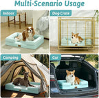 Cooling Dog Bed for Large Medium Size Dogs, Q-Max >0.4 Summer Cool Orthopedic Foam Pet Sofa Bed with Sides, Bolster Anti-Slip Couch with Washable Removable Cover, L 36x27x6.5 inch, Green