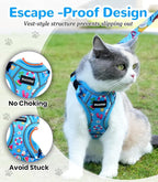 Halypet Cat Harness and Leash Set for Walking, Escape Proof Adjustable Vest Harness with 3-in-1 Integrated Buckles, Easy Control Soft Breathable Mesh with Reflective Strips for Cats, XS, Ocean Blue