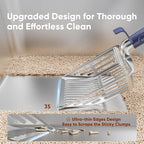 Metal Cat Litter Scoop, Large Cat Scooper with Deep Shovel & Dual Sifting Holes for Fast & Precise Sifting, Space Aluminum Kitty Litter Scooper with Long Handle & Easy-to-Hang Hook - Blue