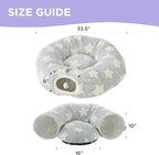 Lesure Cat Tunnel Bed for Indoor Cats - Cute Cat Donut Tunnel Toys for Small Large Cats with Washable Circle Cushion, Round Pet Peekaboo Cave Toy for Kitten/Puppy/Rabbit, Standard Galaxy Grey