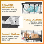 Cat Cage, 3-Tier DIY Catio Cat Enclosures, 36" x 16" x 36" Cat Playpen Indoor & Outdoor with Hammock, Detachable Metal Wire Kennel Cats Crate, 3x1x3 Exercise Place for 1-2 Kitten/Squirrel