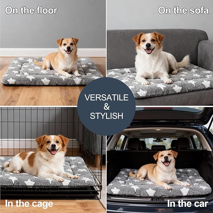 Dog Bed Mat - Comfortable Kennel Pad, Multi-Purpose Crate Bed & Mat for Dogs & Cats – Soft Crate Pad for Dog & Cat (Gray, M(30"x20"x1.5"))