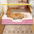 Orthopedic Dog Bed for Large Medium Sized, Washable Memory Foam Large Dog Bed, Durable Medium Pet Sofa with Removable Cover, Washable Waterproof Pet Couch Beds(Pink, XXL)