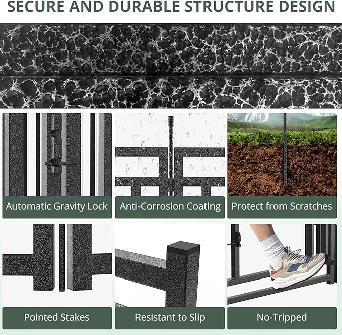 Dog Playpen Metal Dog Fence Outdoor for Yard 32" Height 8 Panels Portable Dog Pen Pet Kennel for RV Camping(Black-Silver)
