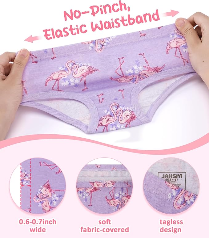 Girls and Toddlers 100% Cotton Underwear Tagless Soft Panties Size 2-3T,4-5T,6,8,10,12 (6-Pack)
