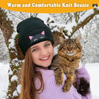Women’s Cat Beanie, Cute Animal Knitted Hats Cat Lovers Gifts, Funny Christmas Stocking Stuffers for Women Girls