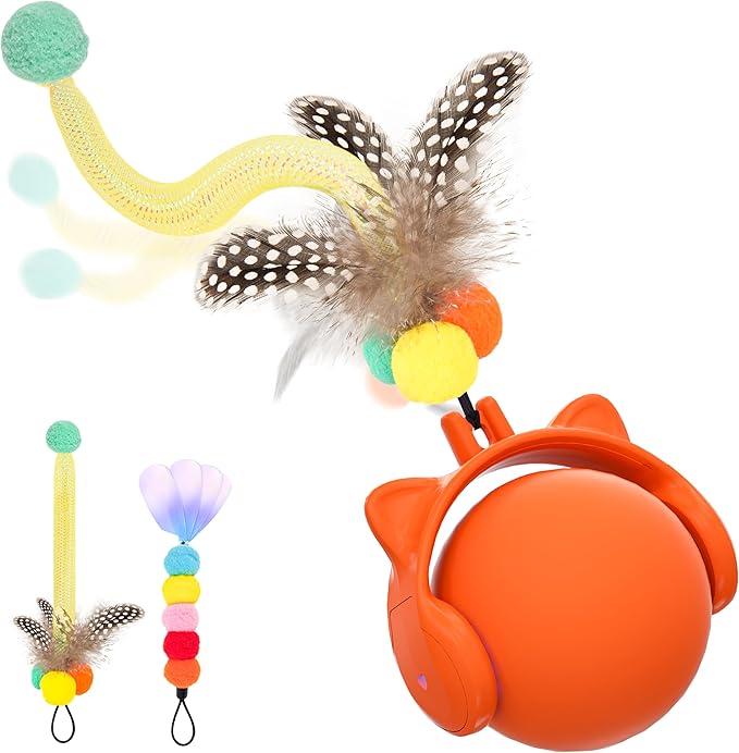 ORSDA Cat Toys for Indoor Cats, New Intelligent Voice Timing Touch Control Cats Ball, Simulate Mouse Sound Kitten Toy, Automatic Interactive Moving Cat Toy for All Ages