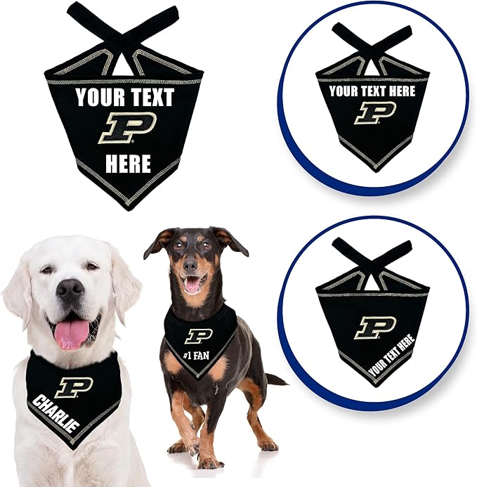 Pets First NCAA Purdue Boilermakers Personalized Tie Around Bandana for Dogs & Cats, Size Large/X-Large. Custom Dog Bandana Scarf Bib for Cat Dog. The Ultimate Game-Day & Party Customizable Bandana